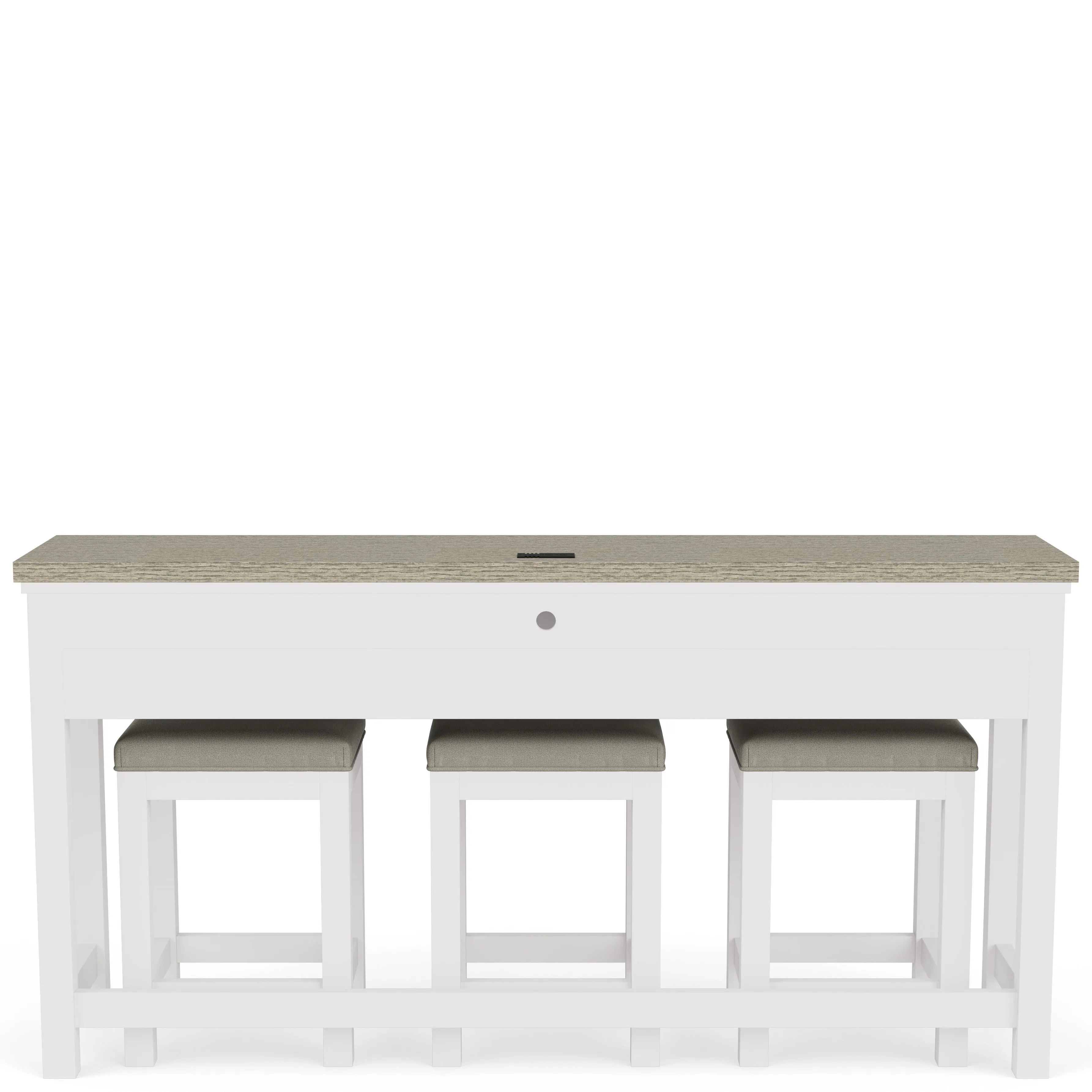 Napa White Multi-Use Console Table   3 Stools Set