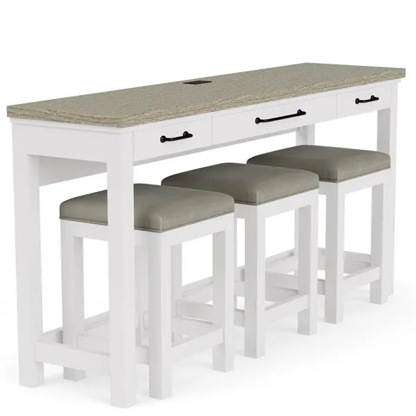 Napa White Multi-Use Console Table   3 Stools Set