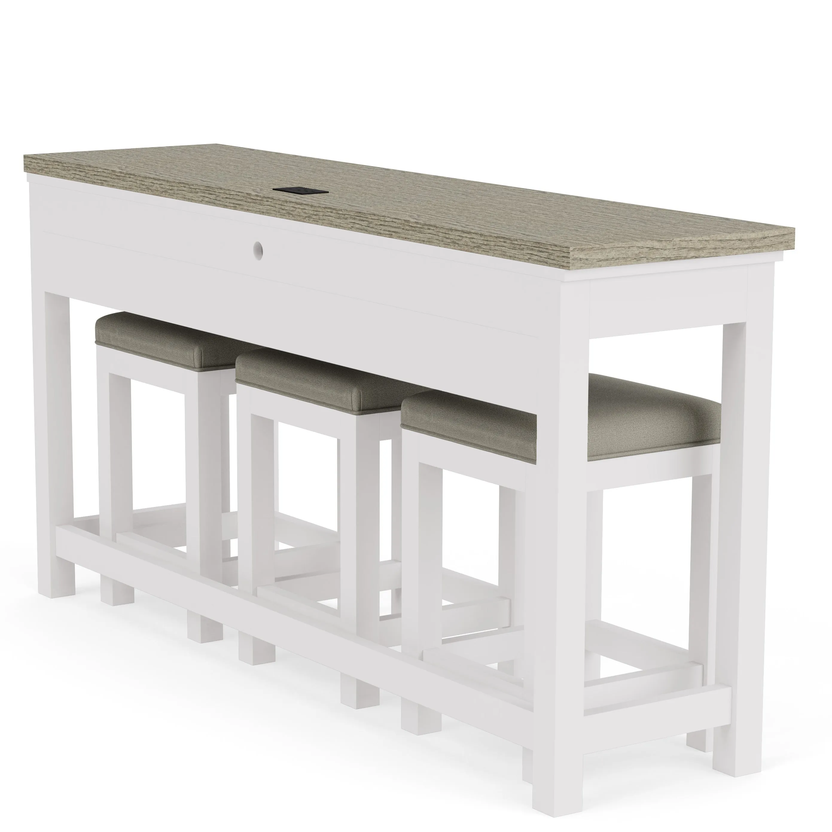 Napa White Multi-Use Console Table   3 Stools Set