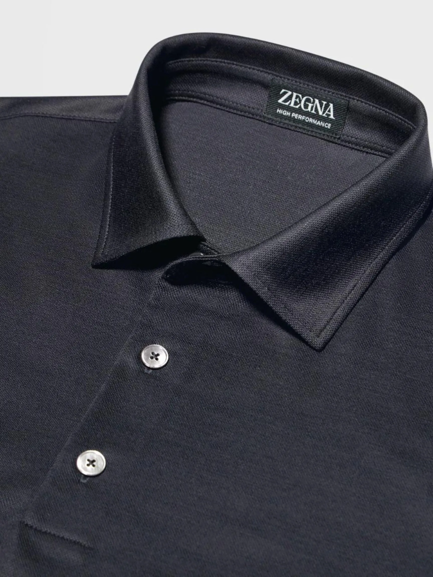 Navy Blue High Performance Wool Short Sleeve Polo