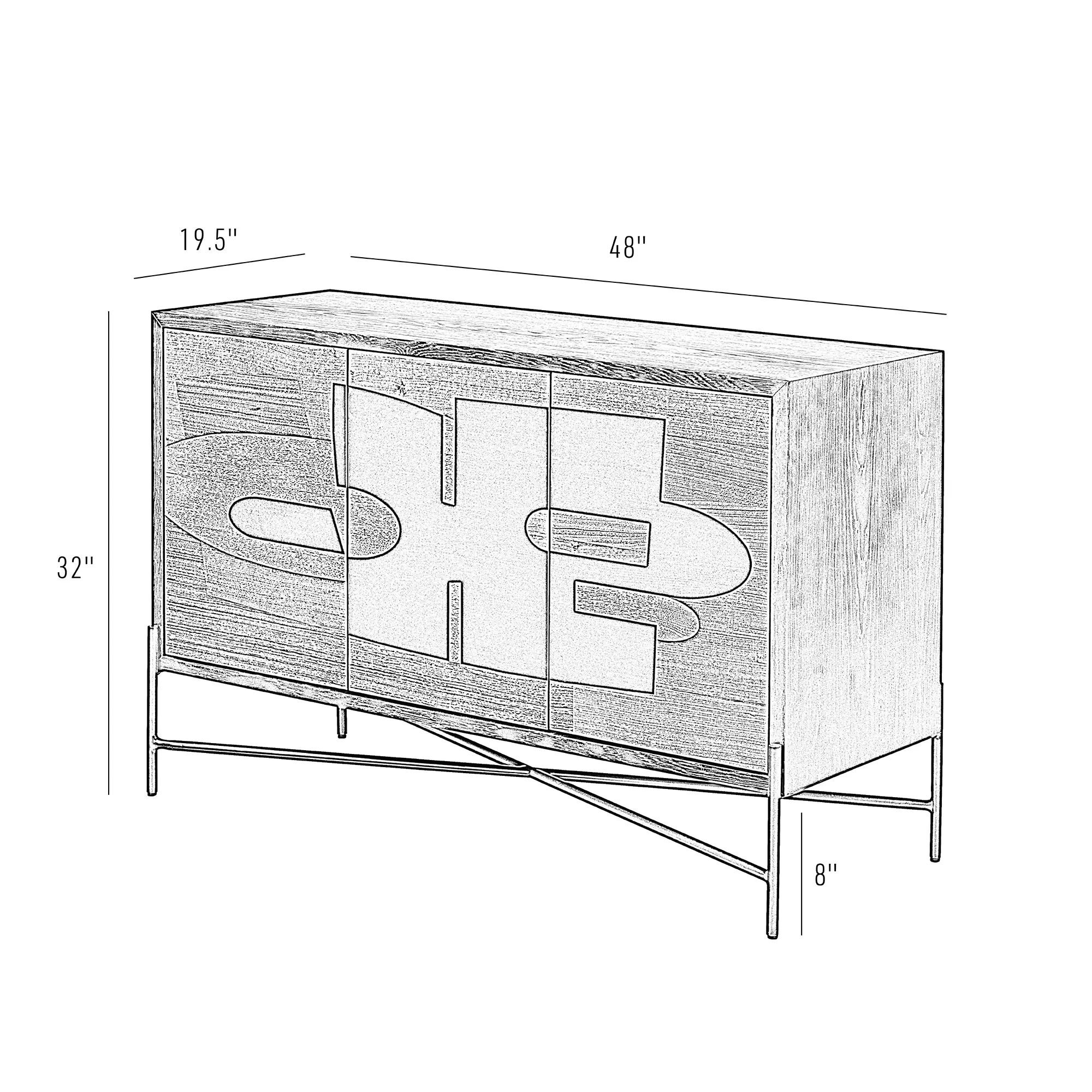 Parker 505ST48A Credenza - Black/Walnut/White Ashe/Cherry/Black Oak