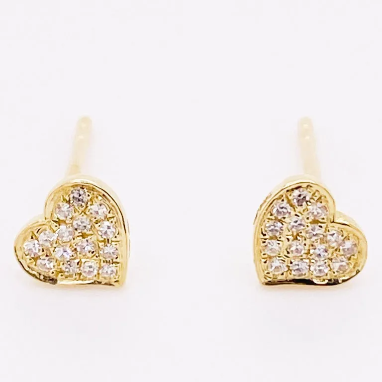 Pave Diamond Heart Stud Earrings