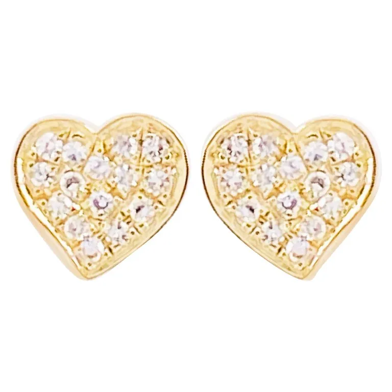 Pave Diamond Heart Stud Earrings