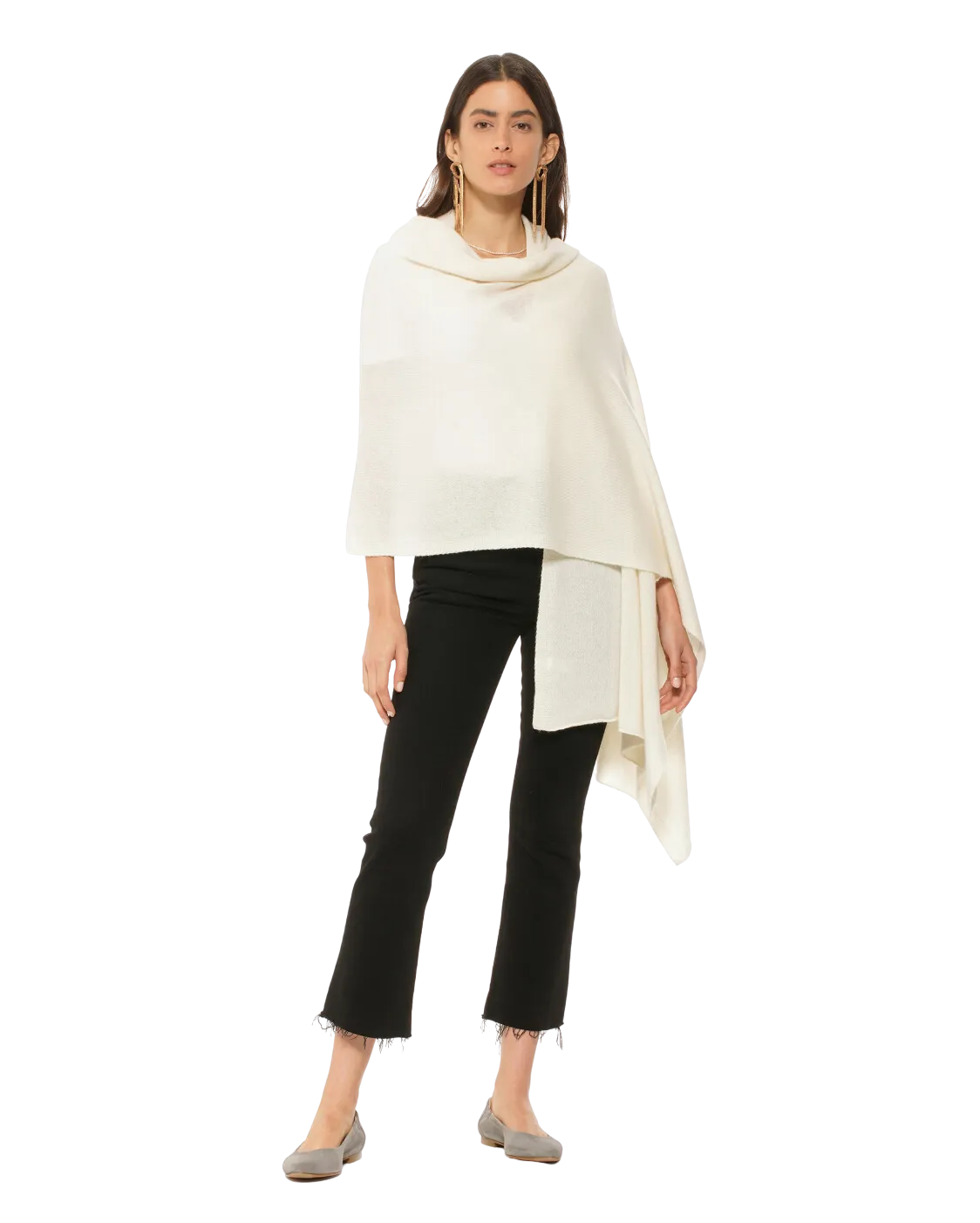 Pure Cashmere Maxi Wrap Milk White