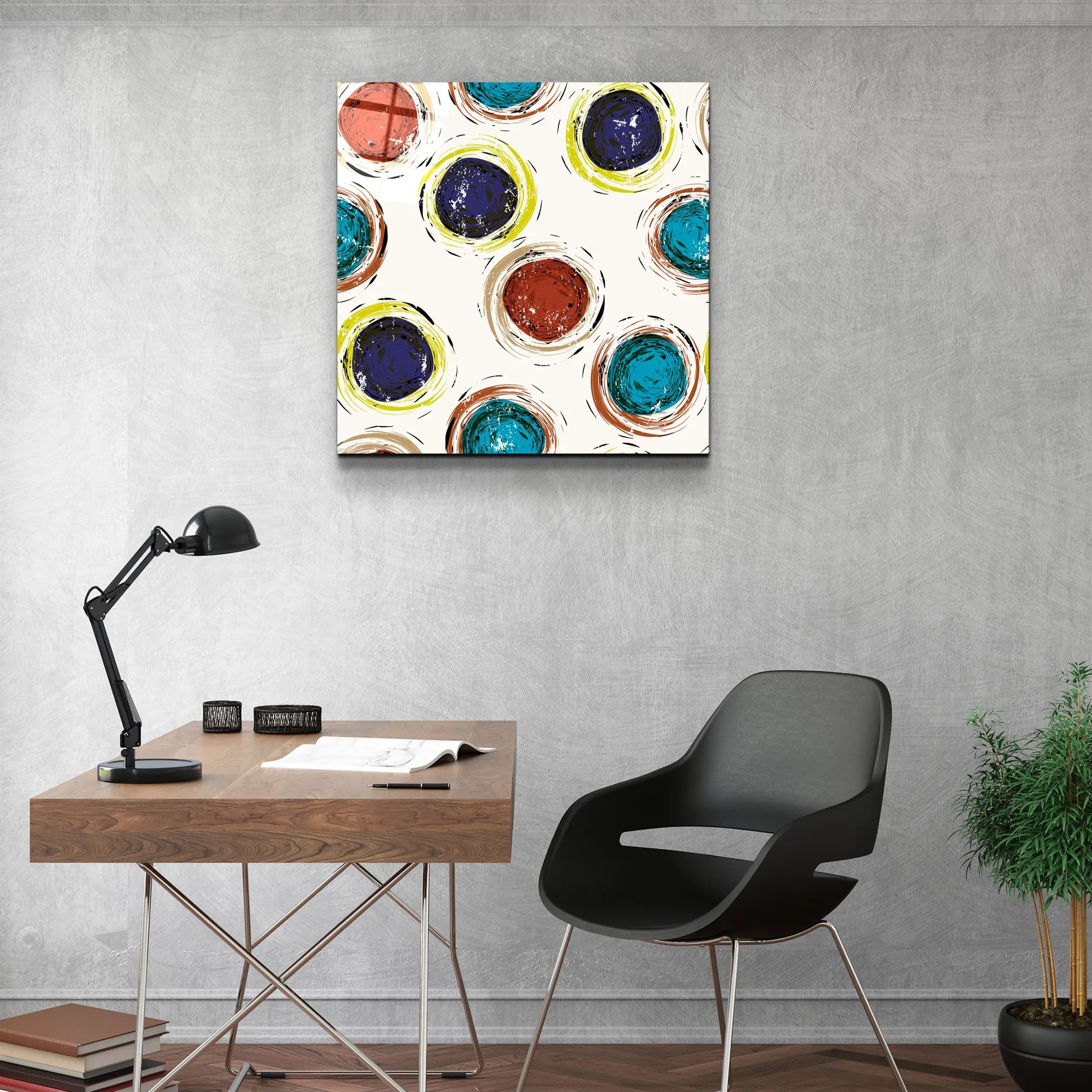 ・"Abstract Circles"・Glass Wall Art