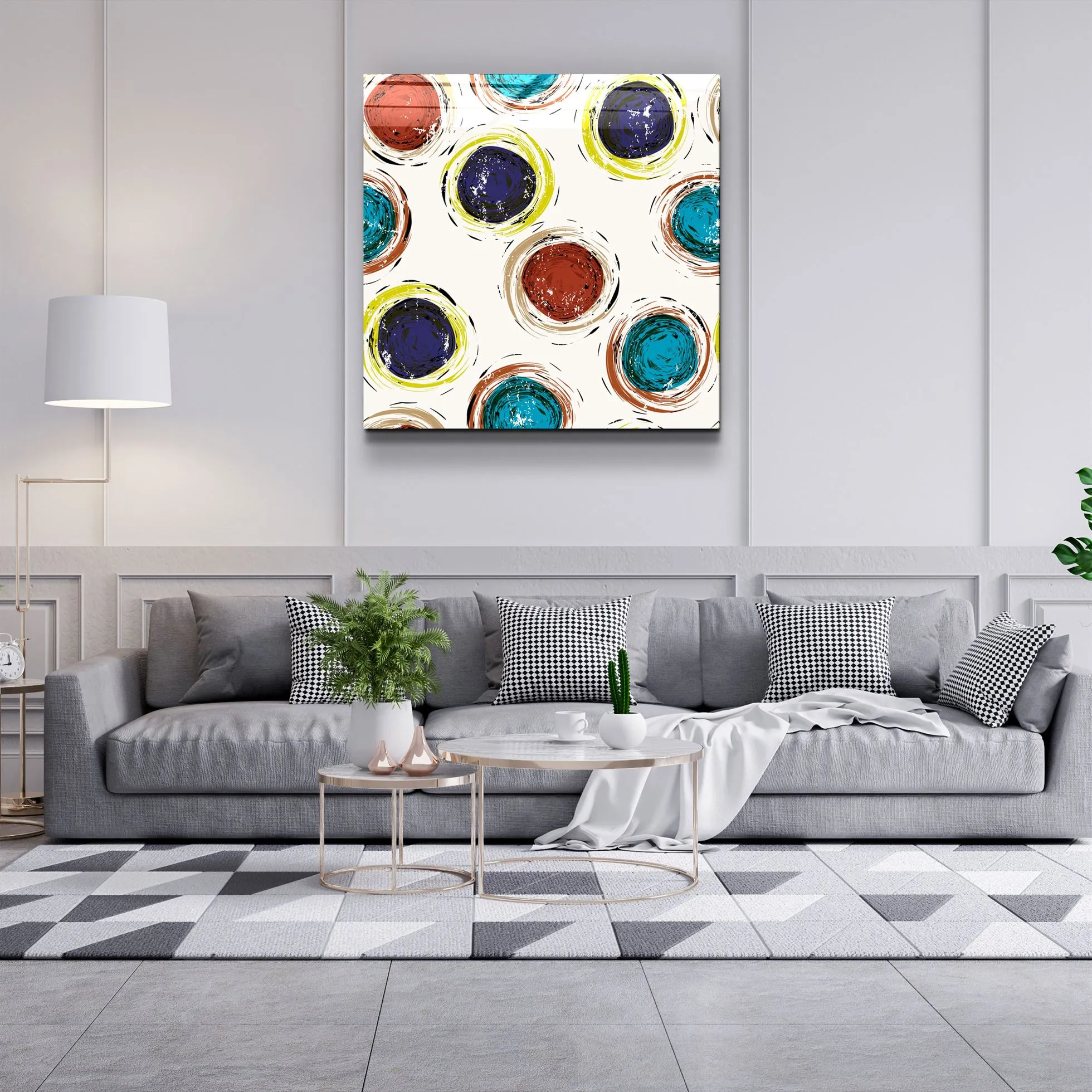 ・"Abstract Circles"・Glass Wall Art