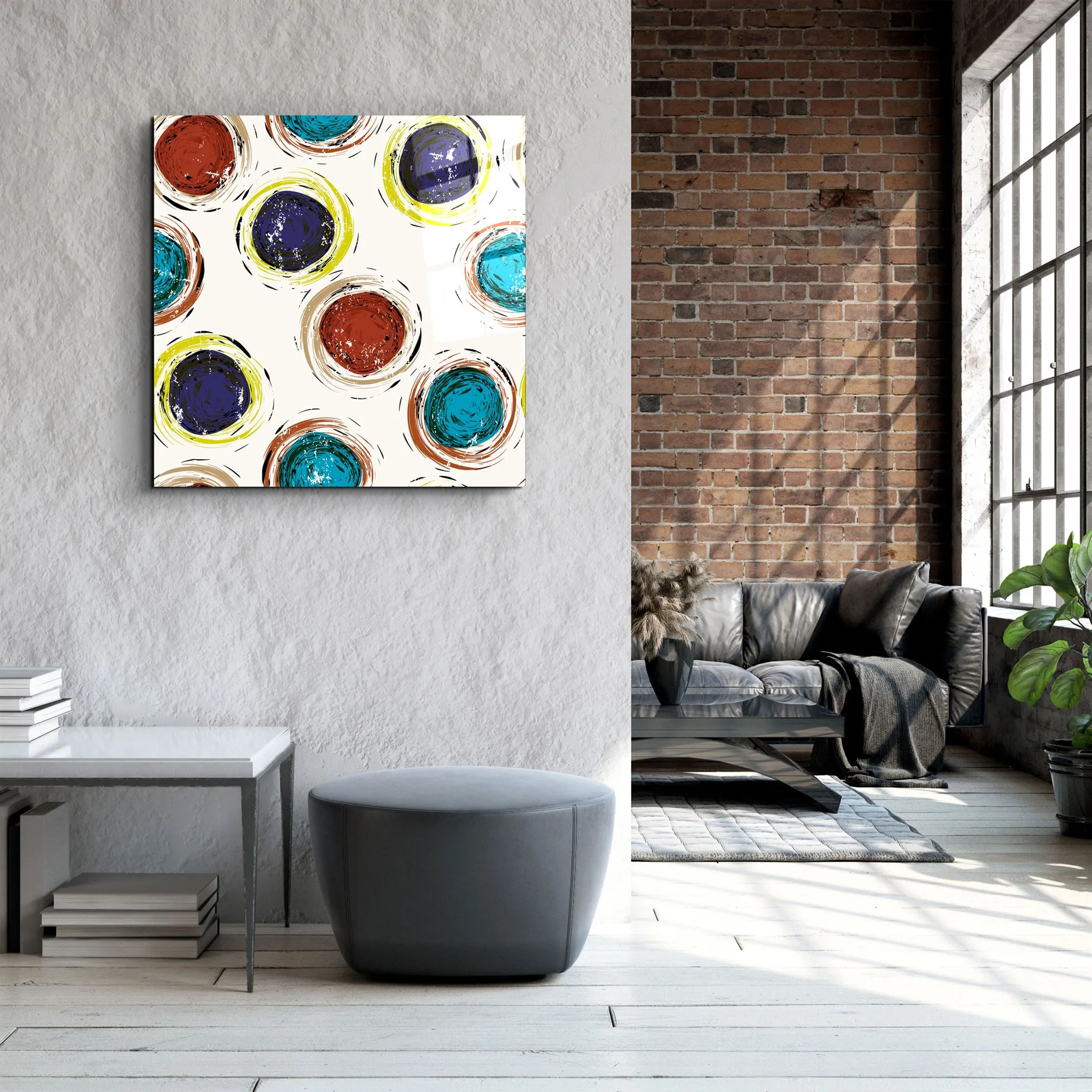 ・"Abstract Circles"・Glass Wall Art