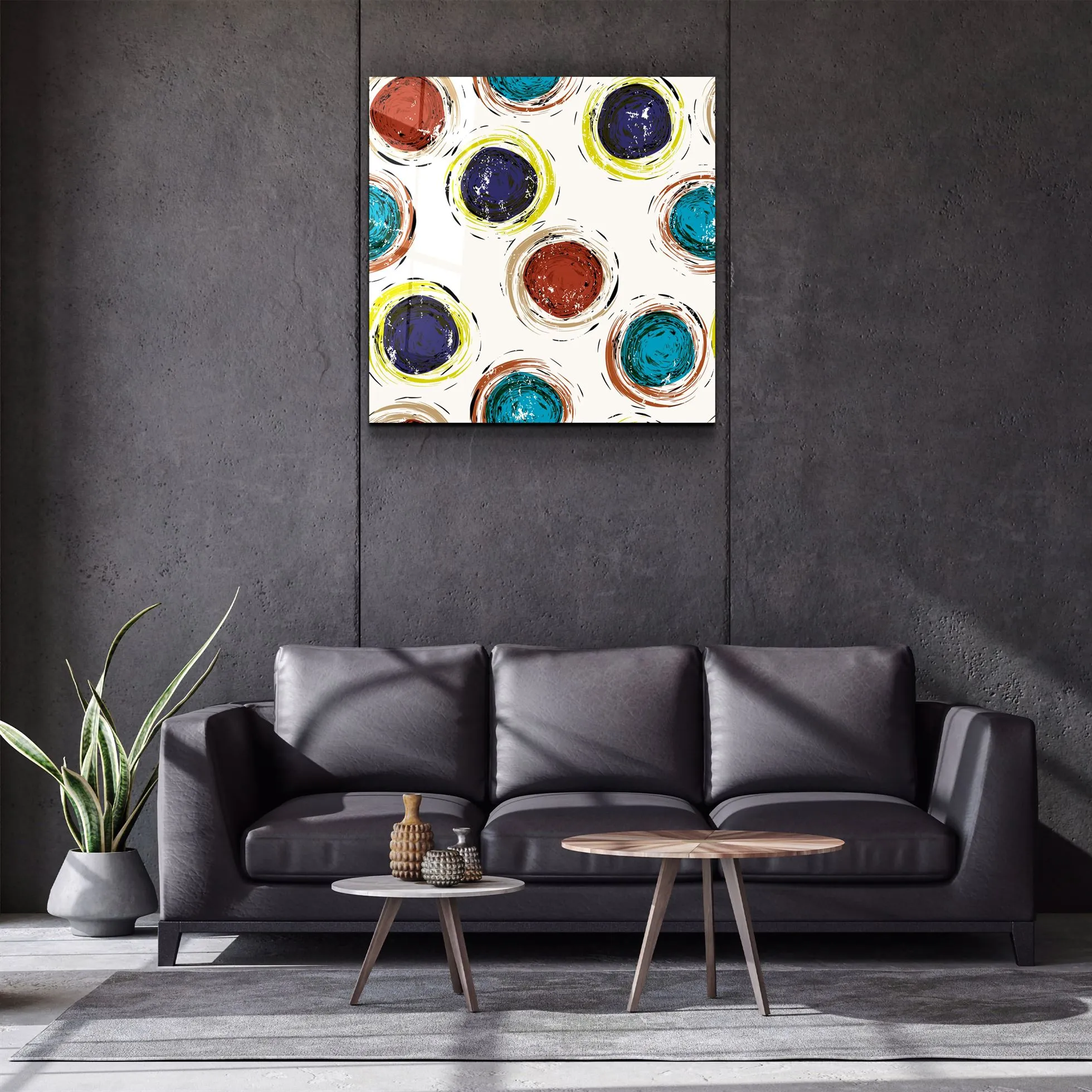 ・"Abstract Circles"・Glass Wall Art