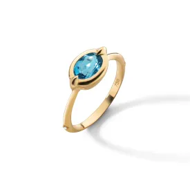 "Points North" London Blue Topaz Ring with Diamonds