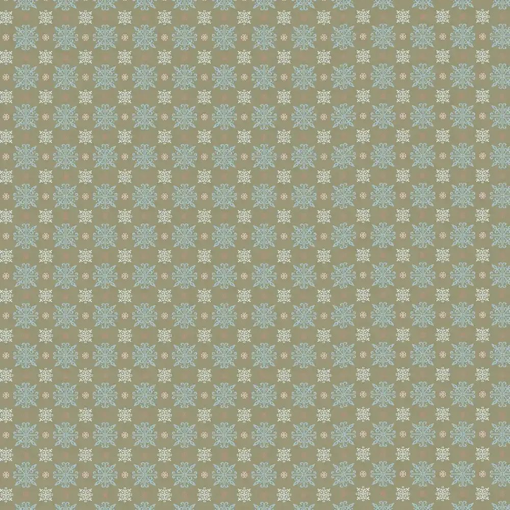 Rangoli Design Wallpaper Roll in Sage green Color