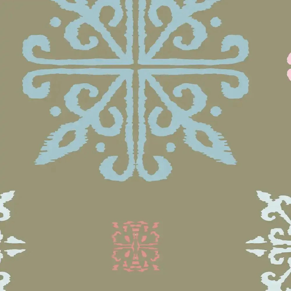 Rangoli Design Wallpaper Roll in Sage green Color