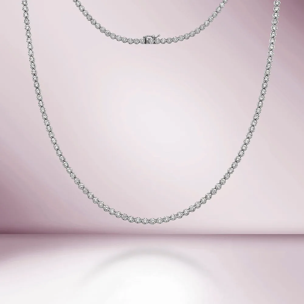 Ready to Ship Diamond Tennis Necklace (3.50 ct.) 1.6 mm Buttercup Setting in 14K Gold