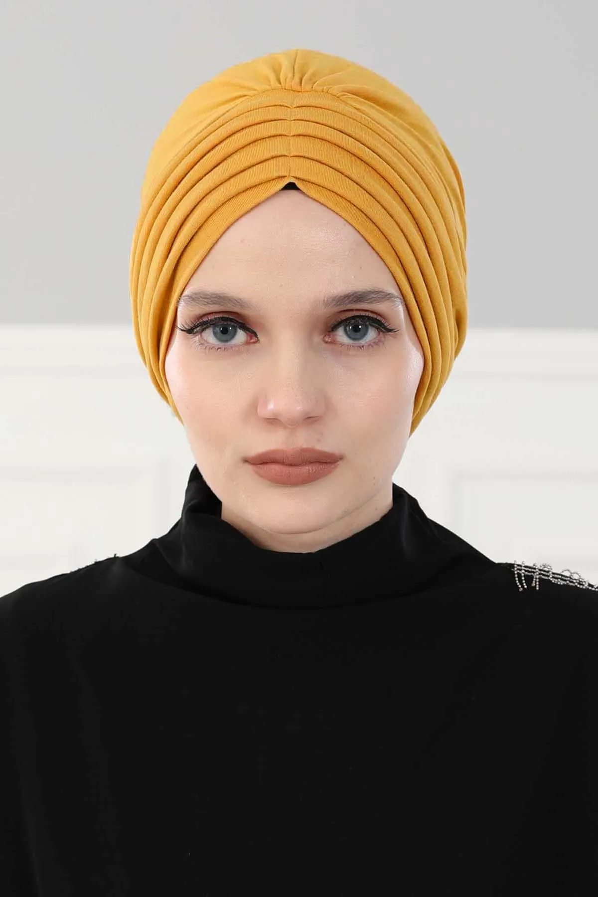 Shirred Elegance Head Turban For Women Fashion Instant Turban Shirred Head Scarf, Plain & Comfortable Stylish Bonnet Cap for Women,B-13