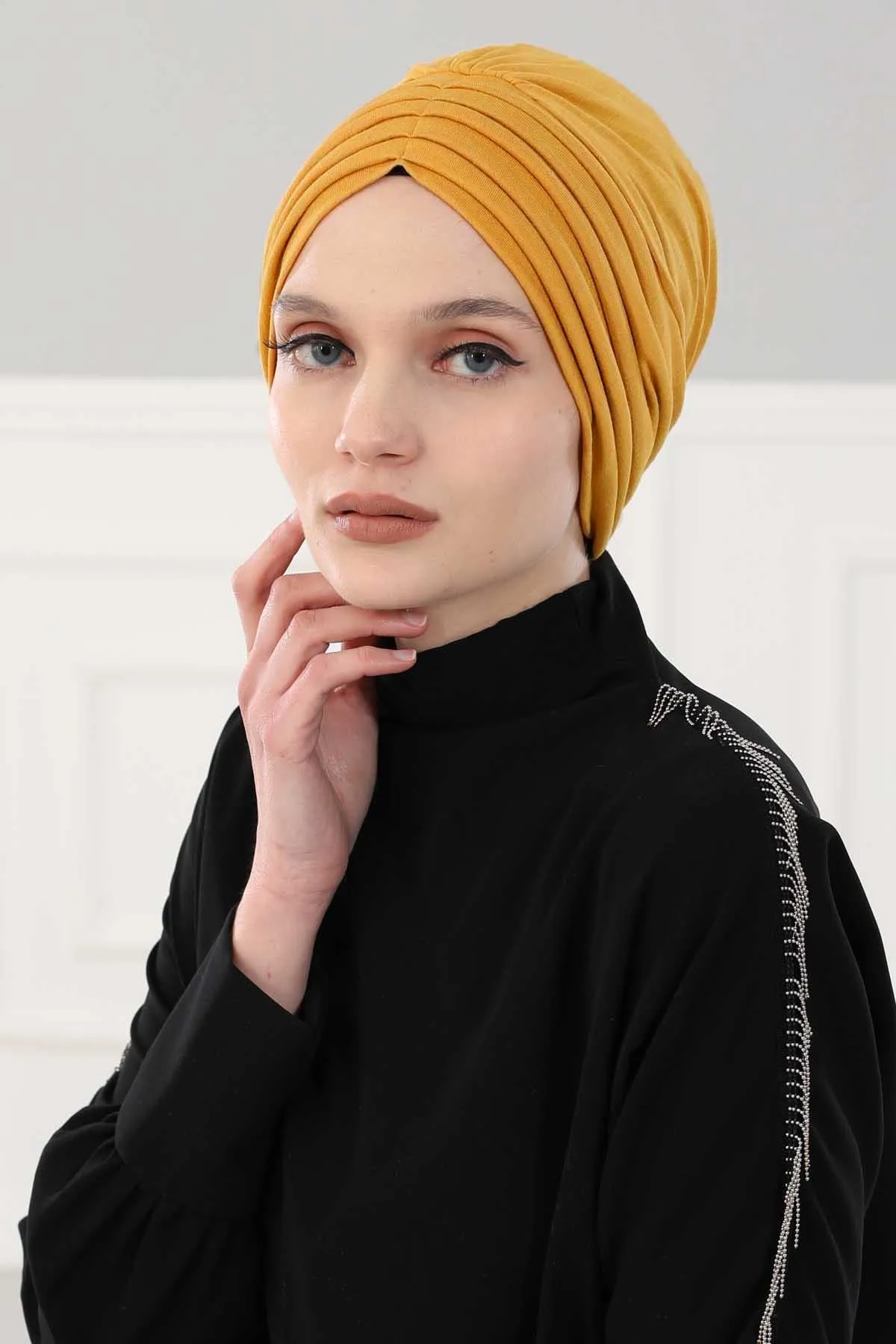 Shirred Elegance Head Turban For Women Fashion Instant Turban Shirred Head Scarf, Plain & Comfortable Stylish Bonnet Cap for Women,B-13