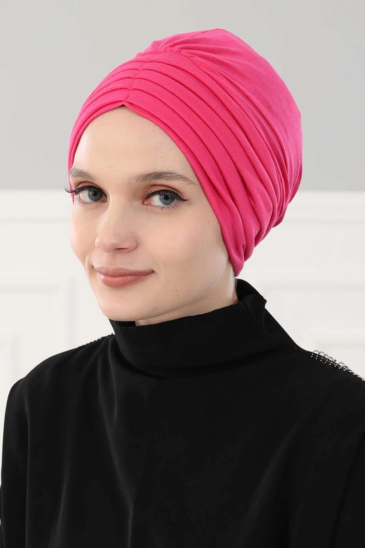 Shirred Elegance Head Turban For Women Fashion Instant Turban Shirred Head Scarf, Plain & Comfortable Stylish Bonnet Cap for Women,B-13