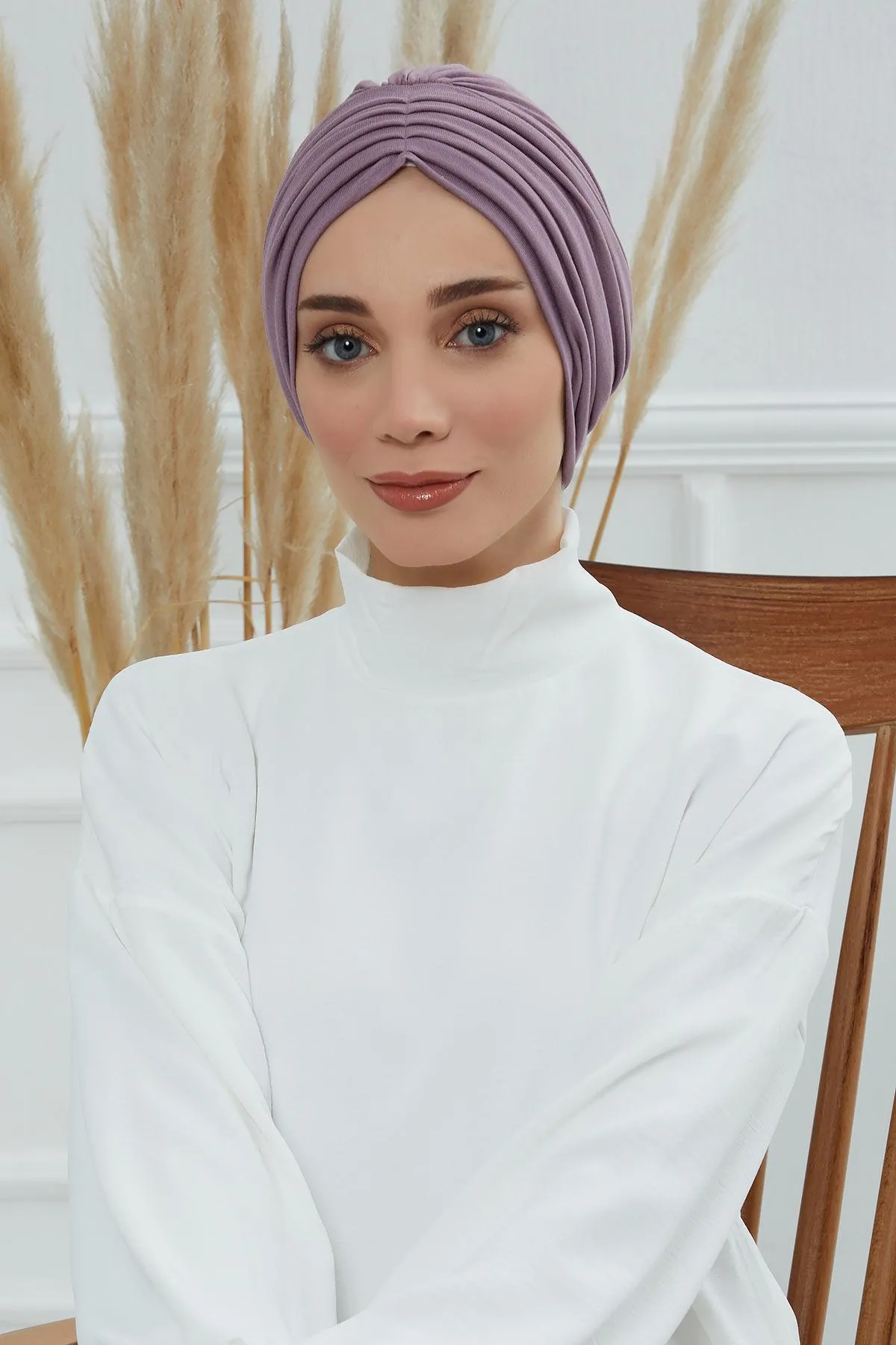 Shirred Elegance Head Turban For Women Fashion Instant Turban Shirred Head Scarf, Plain & Comfortable Stylish Bonnet Cap for Women,B-13