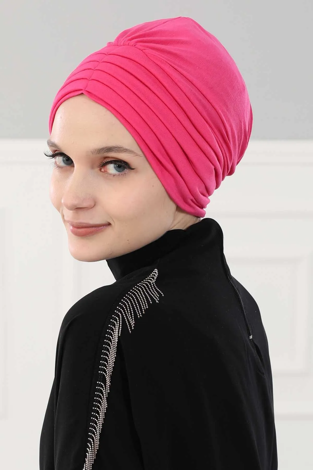 Shirred Elegance Head Turban For Women Fashion Instant Turban Shirred Head Scarf, Plain & Comfortable Stylish Bonnet Cap for Women,B-13