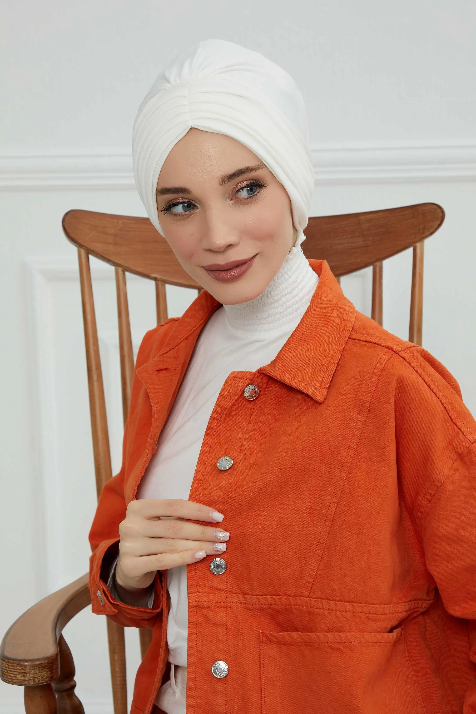 Shirred Elegance Head Turban For Women Fashion Instant Turban Shirred Head Scarf, Plain & Comfortable Stylish Bonnet Cap for Women,B-13