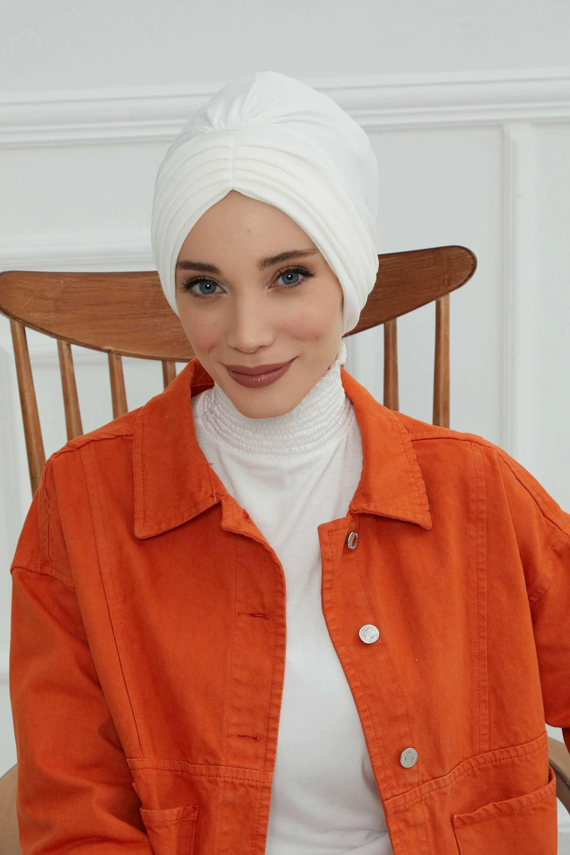 Shirred Elegance Head Turban For Women Fashion Instant Turban Shirred Head Scarf, Plain & Comfortable Stylish Bonnet Cap for Women,B-13