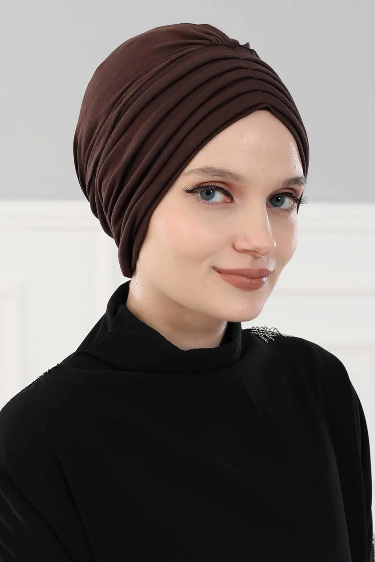 Shirred Elegance Head Turban For Women Fashion Instant Turban Shirred Head Scarf, Plain & Comfortable Stylish Bonnet Cap for Women,B-13