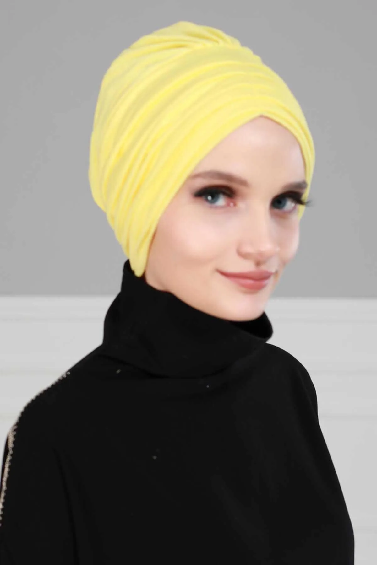 Shirred Elegance Head Turban For Women Fashion Instant Turban Shirred Head Scarf, Plain & Comfortable Stylish Bonnet Cap for Women,B-13