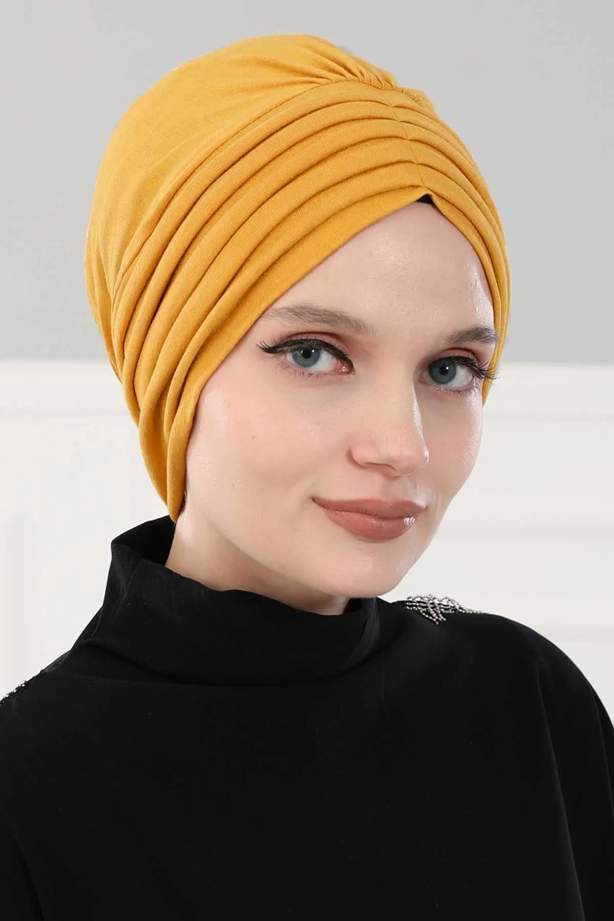 Shirred Elegance Head Turban For Women Fashion Instant Turban Shirred Head Scarf, Plain & Comfortable Stylish Bonnet Cap for Women,B-13