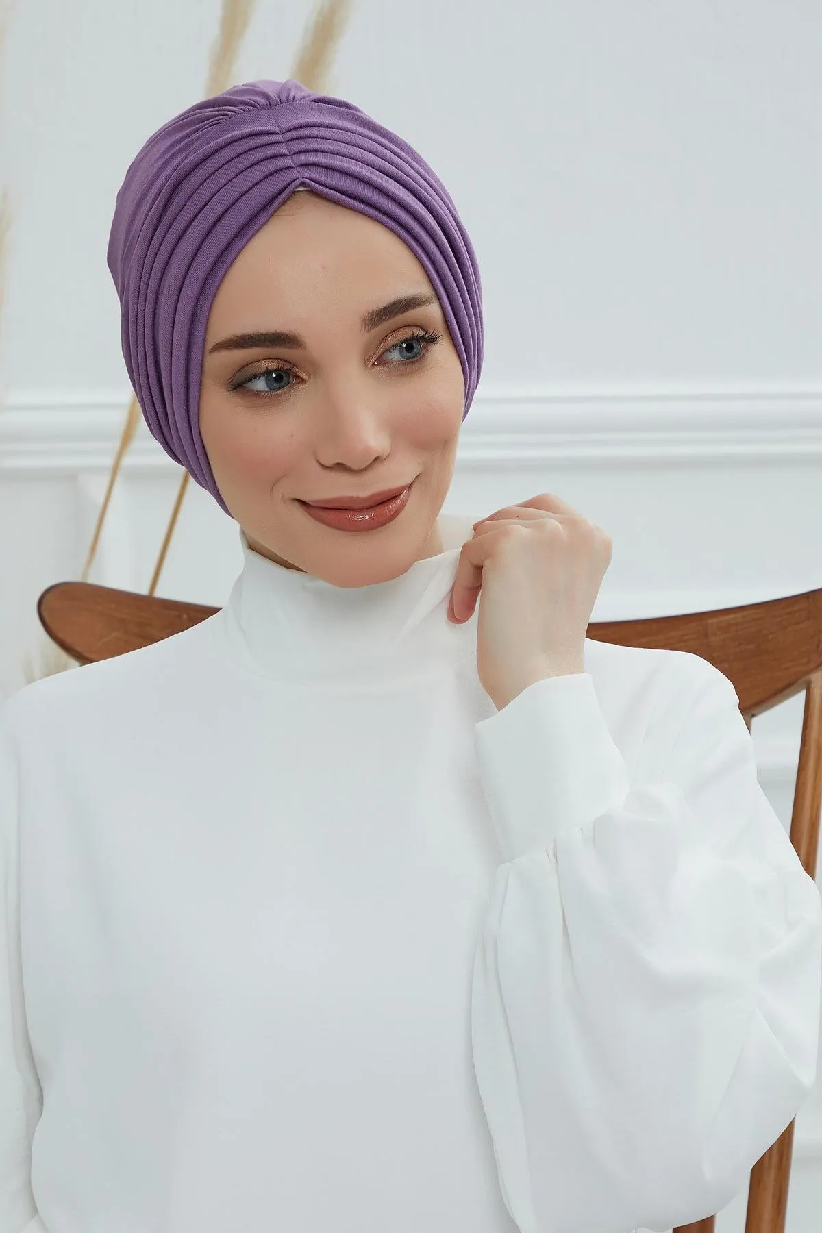 Shirred Elegance Head Turban For Women Fashion Instant Turban Shirred Head Scarf, Plain & Comfortable Stylish Bonnet Cap for Women,B-13