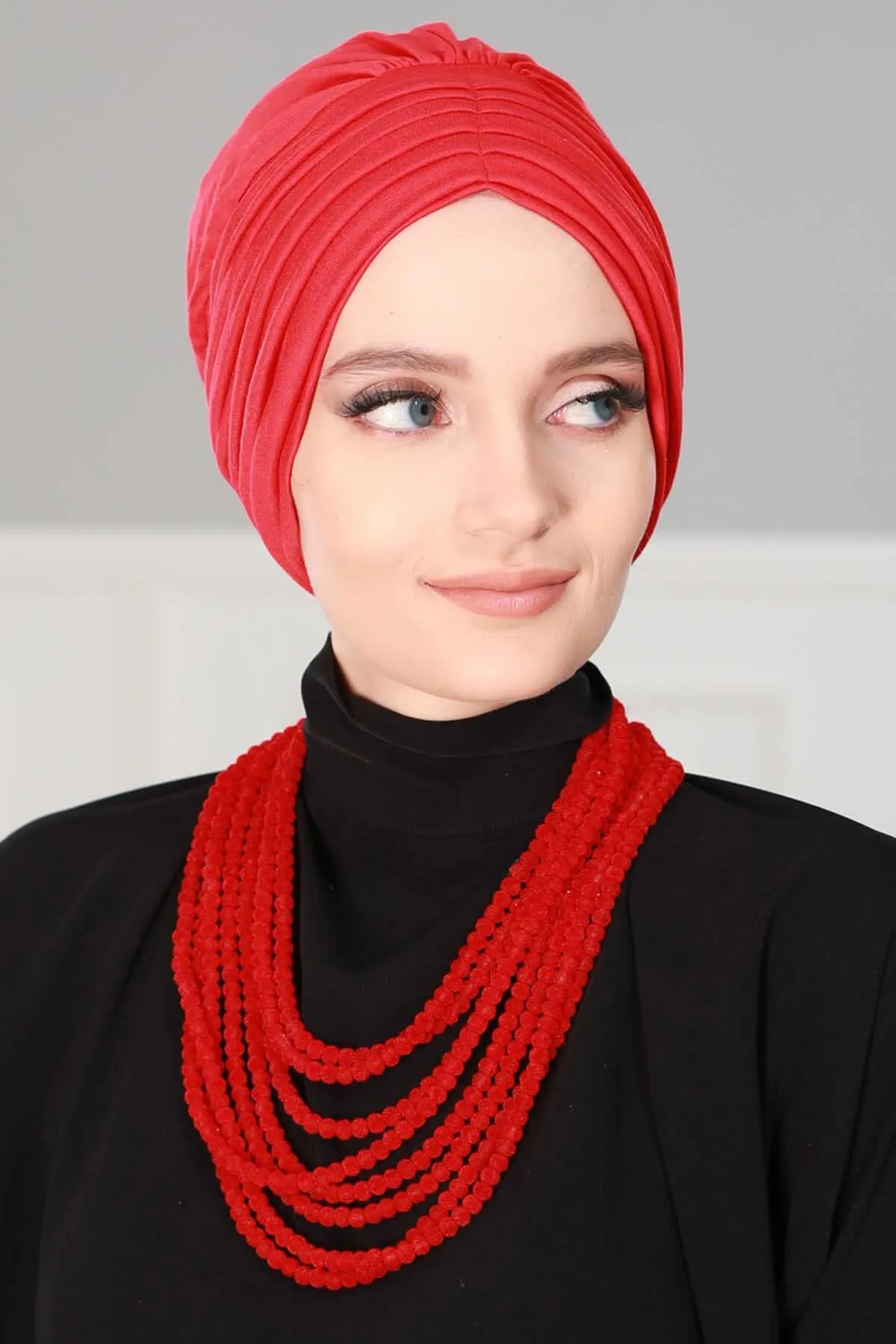 Shirred Elegance Head Turban For Women Fashion Instant Turban Shirred Head Scarf, Plain & Comfortable Stylish Bonnet Cap for Women,B-13