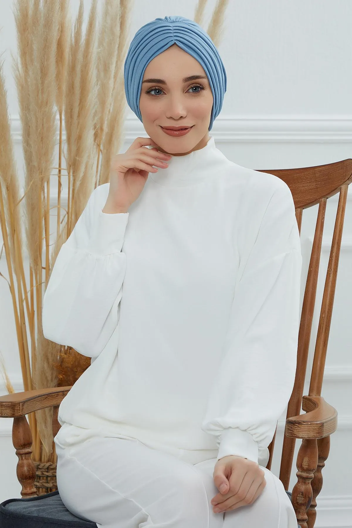 Shirred Elegance Head Turban For Women Fashion Instant Turban Shirred Head Scarf, Plain & Comfortable Stylish Bonnet Cap for Women,B-13