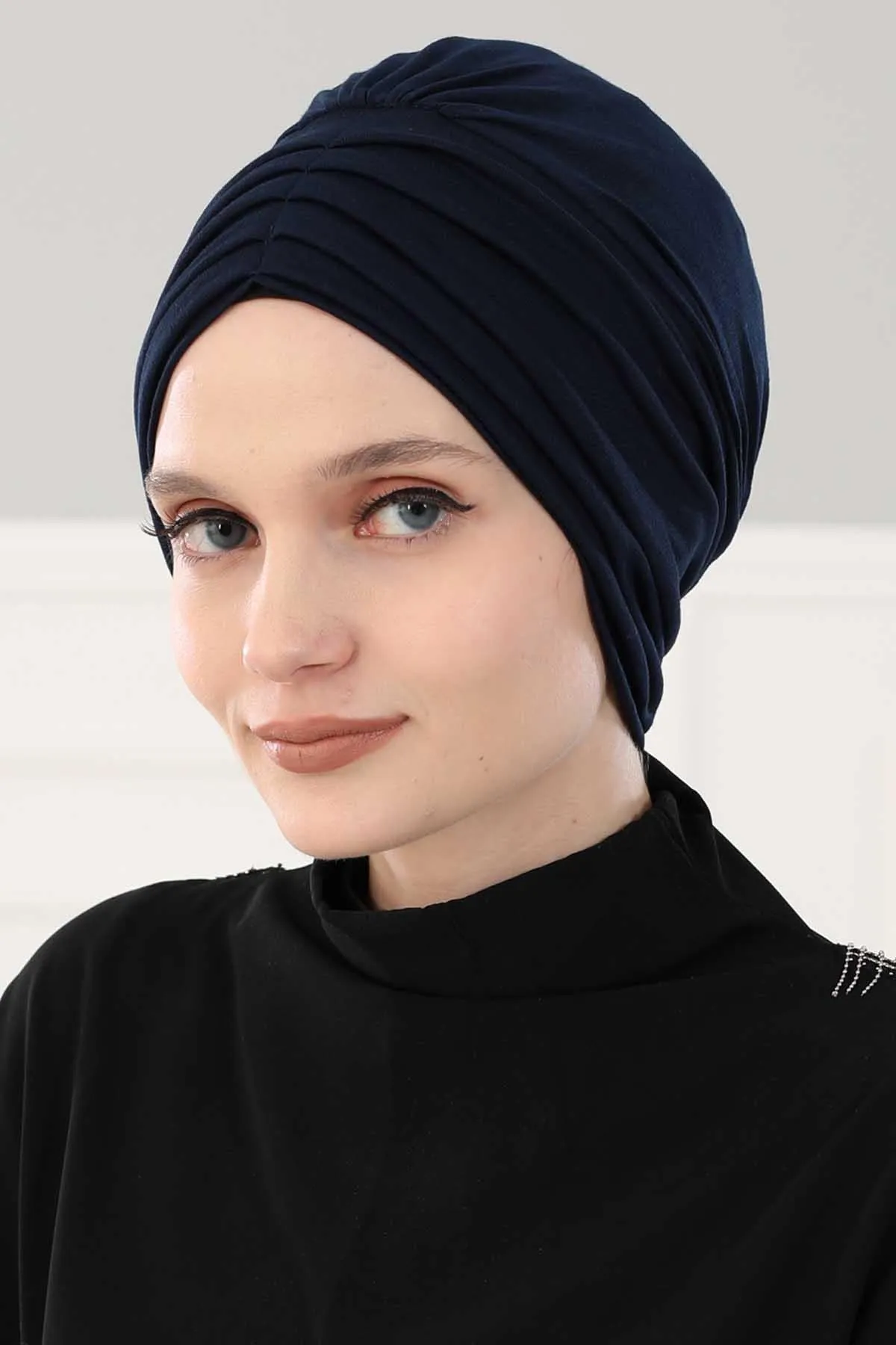 Shirred Elegance Head Turban For Women Fashion Instant Turban Shirred Head Scarf, Plain & Comfortable Stylish Bonnet Cap for Women,B-13