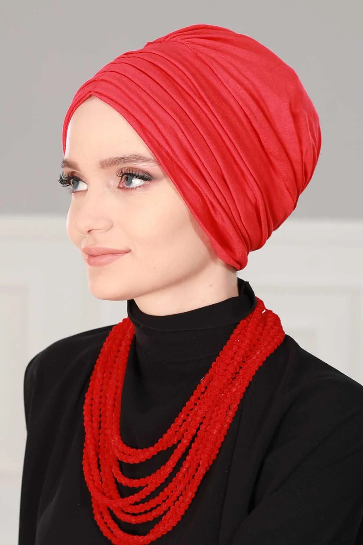 Shirred Elegance Head Turban For Women Fashion Instant Turban Shirred Head Scarf, Plain & Comfortable Stylish Bonnet Cap for Women,B-13