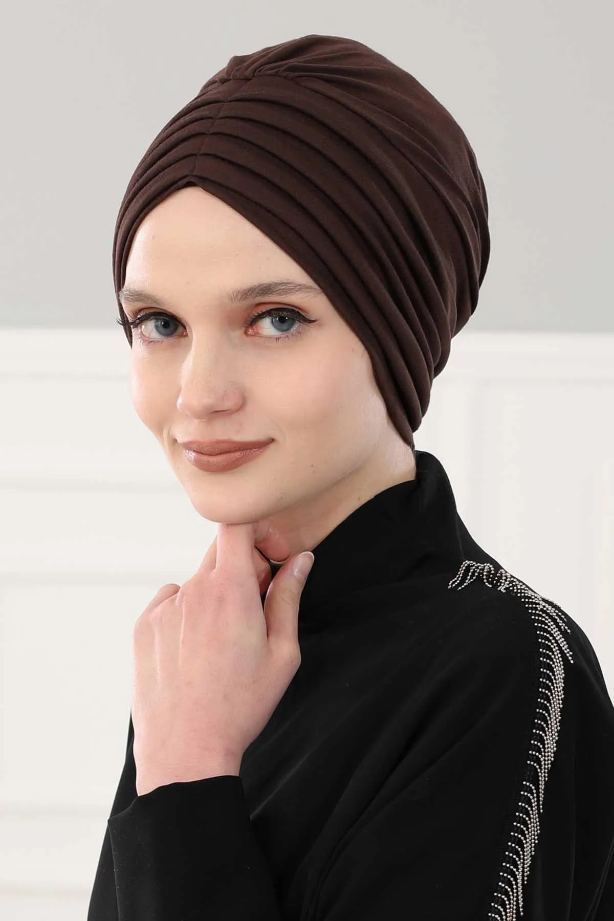 Shirred Elegance Head Turban For Women Fashion Instant Turban Shirred Head Scarf, Plain & Comfortable Stylish Bonnet Cap for Women,B-13