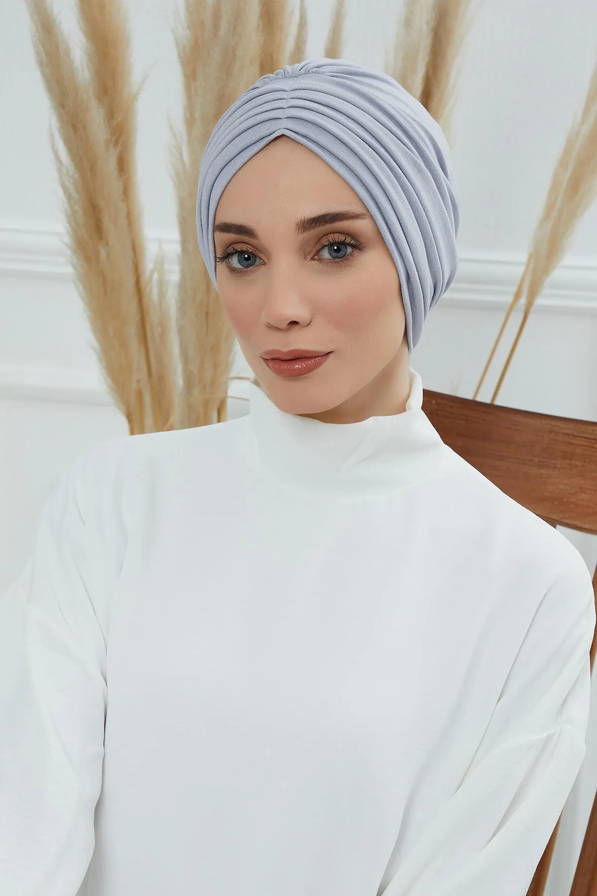 Shirred Elegance Head Turban For Women Fashion Instant Turban Shirred Head Scarf, Plain & Comfortable Stylish Bonnet Cap for Women,B-13