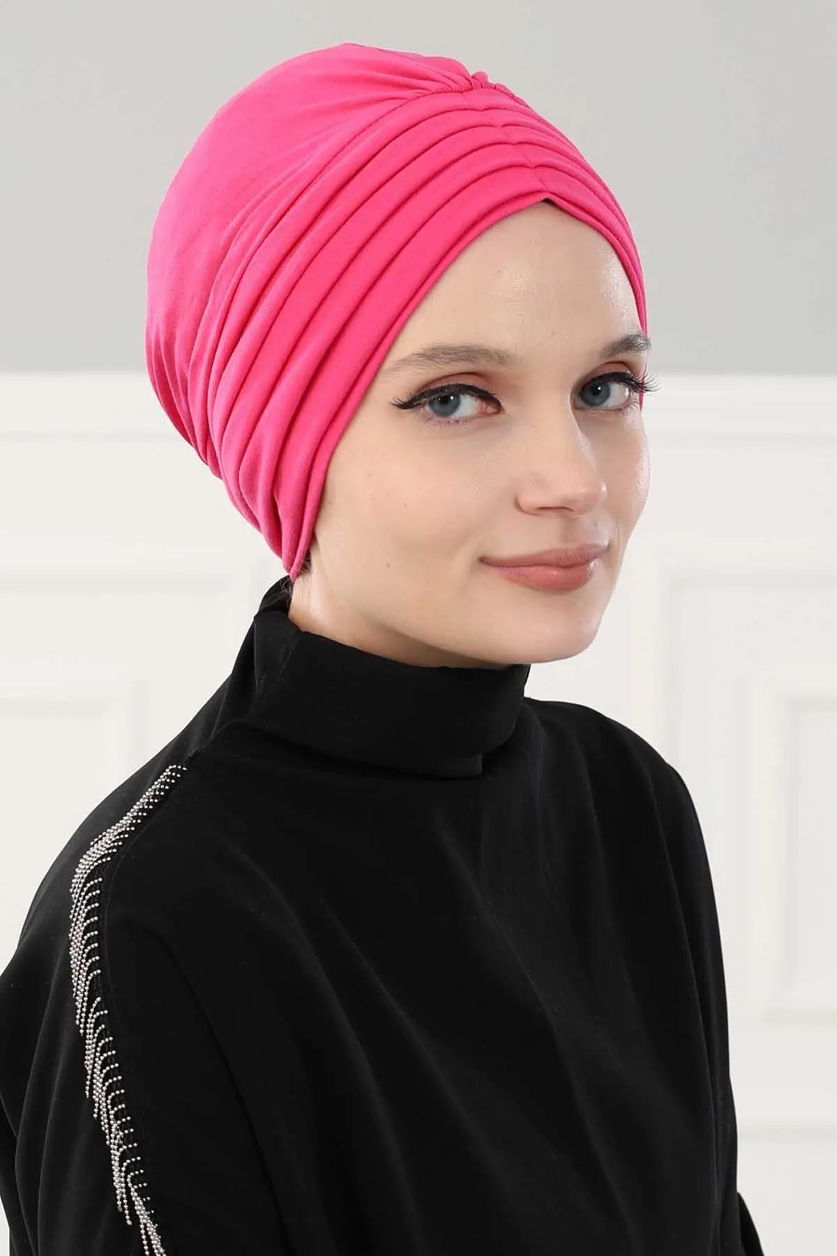 Shirred Elegance Head Turban For Women Fashion Instant Turban Shirred Head Scarf, Plain & Comfortable Stylish Bonnet Cap for Women,B-13