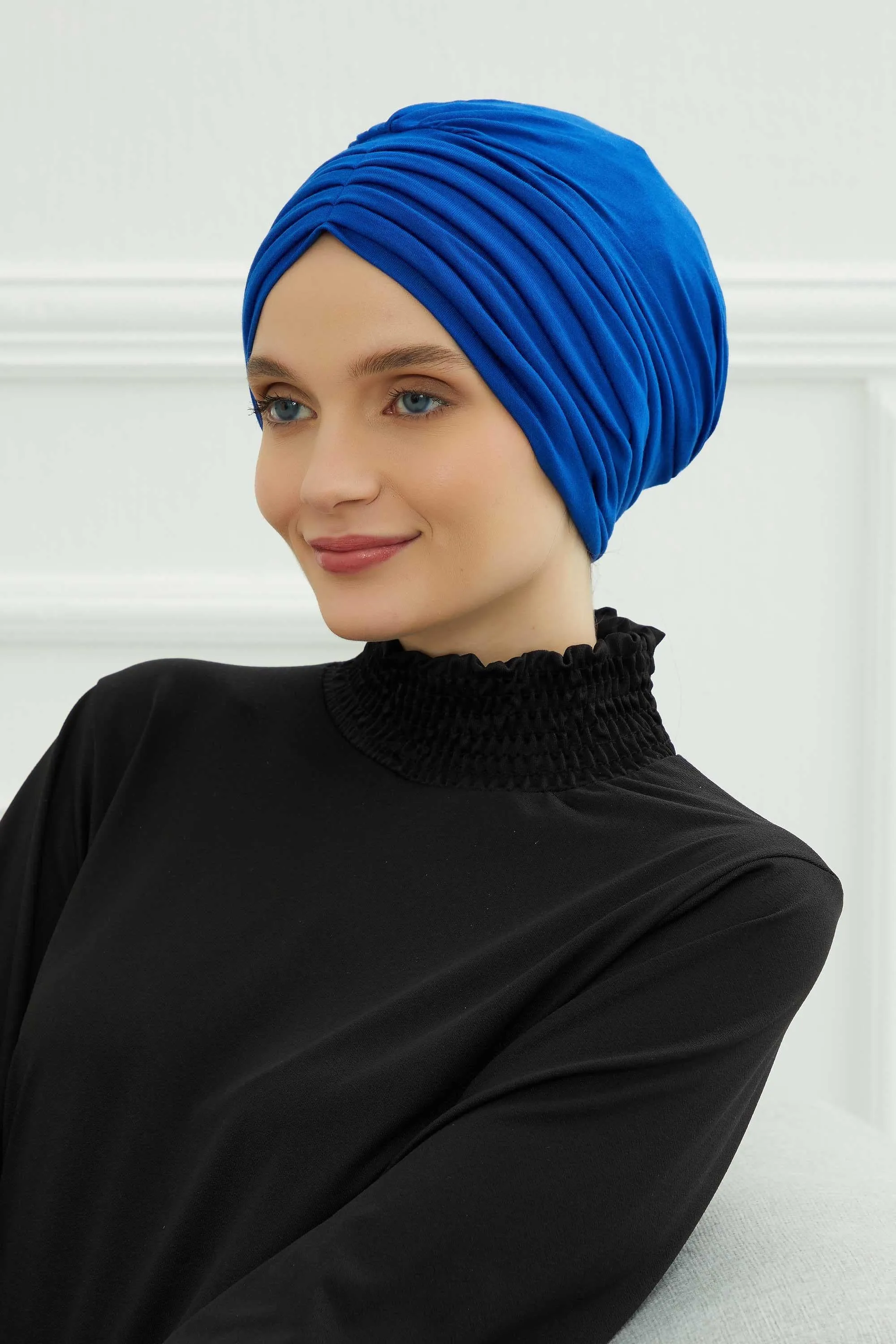 Shirred Elegance Head Turban For Women Fashion Instant Turban Shirred Head Scarf, Plain & Comfortable Stylish Bonnet Cap for Women,B-13