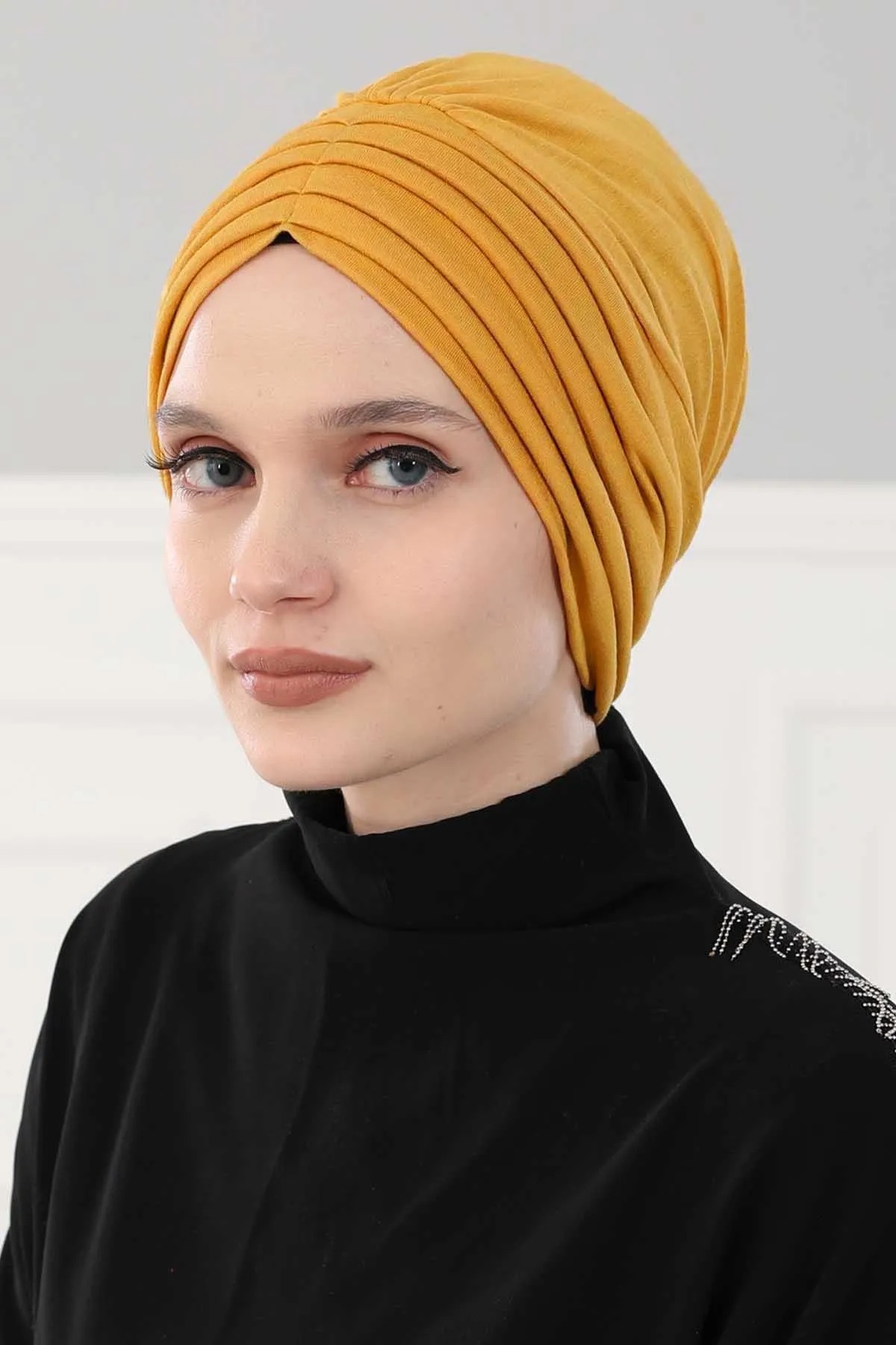 Shirred Elegance Head Turban For Women Fashion Instant Turban Shirred Head Scarf, Plain & Comfortable Stylish Bonnet Cap for Women,B-13