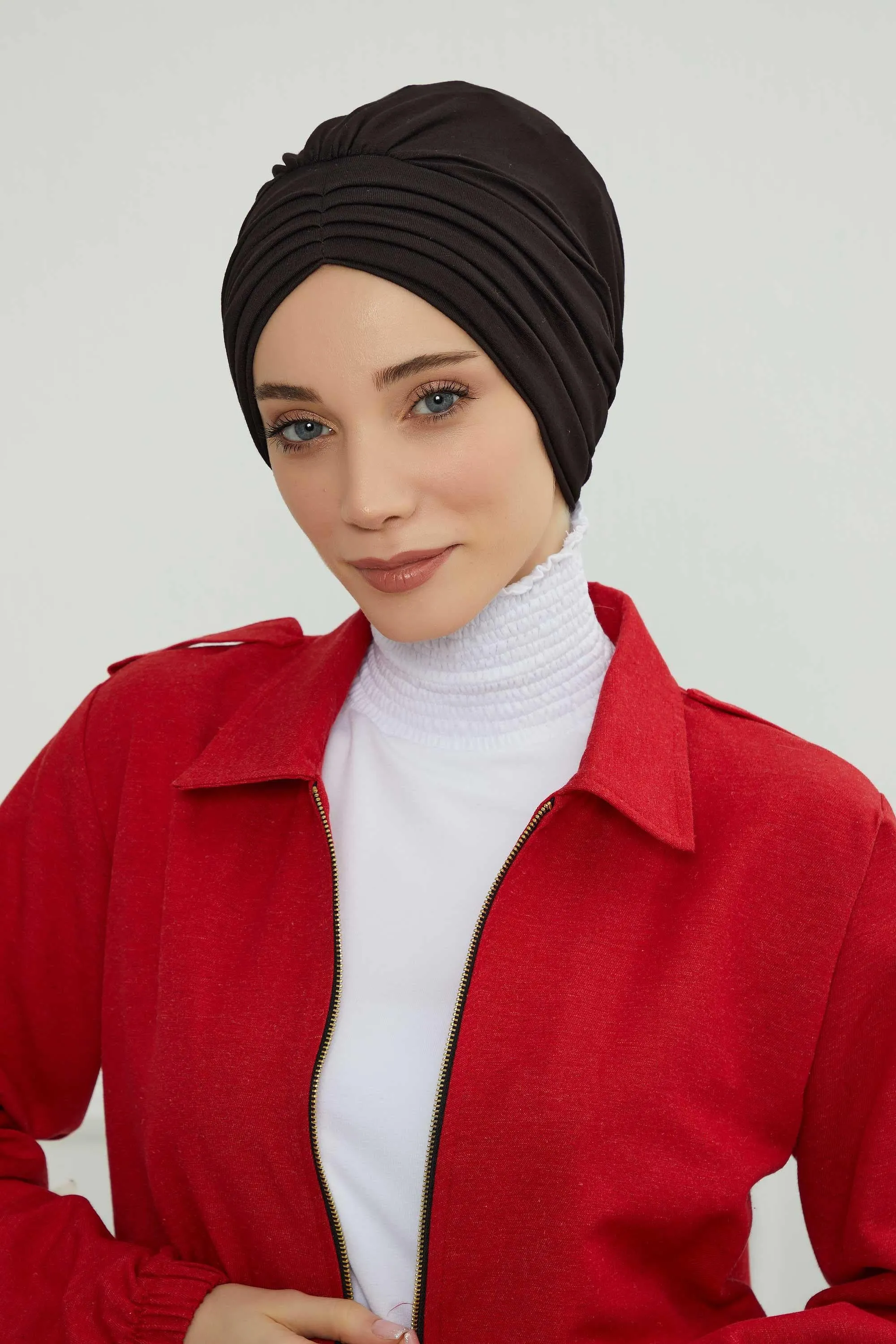 Shirred Elegance Head Turban For Women Fashion Instant Turban Shirred Head Scarf, Plain & Comfortable Stylish Bonnet Cap for Women,B-13