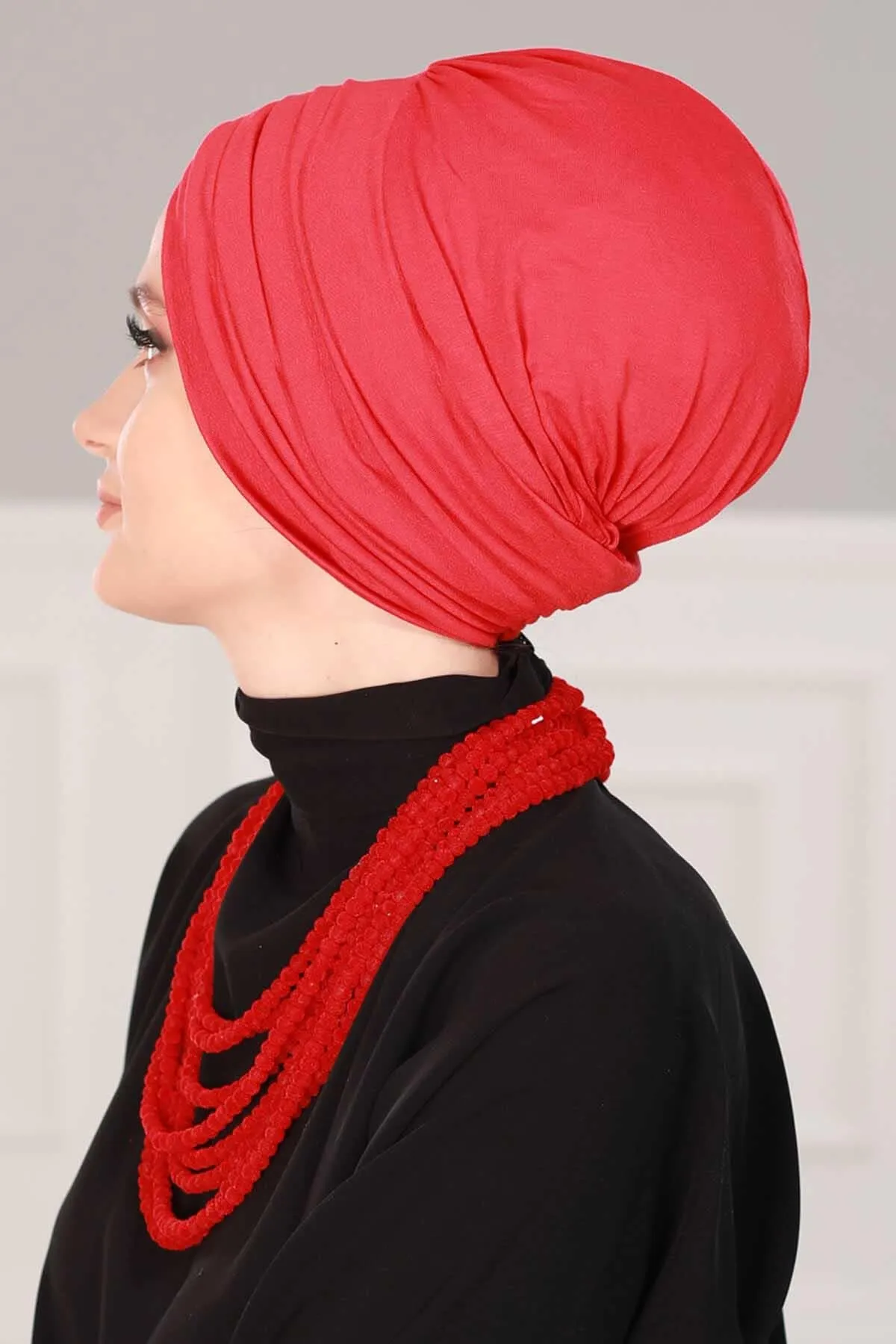 Shirred Elegance Head Turban For Women Fashion Instant Turban Shirred Head Scarf, Plain & Comfortable Stylish Bonnet Cap for Women,B-13