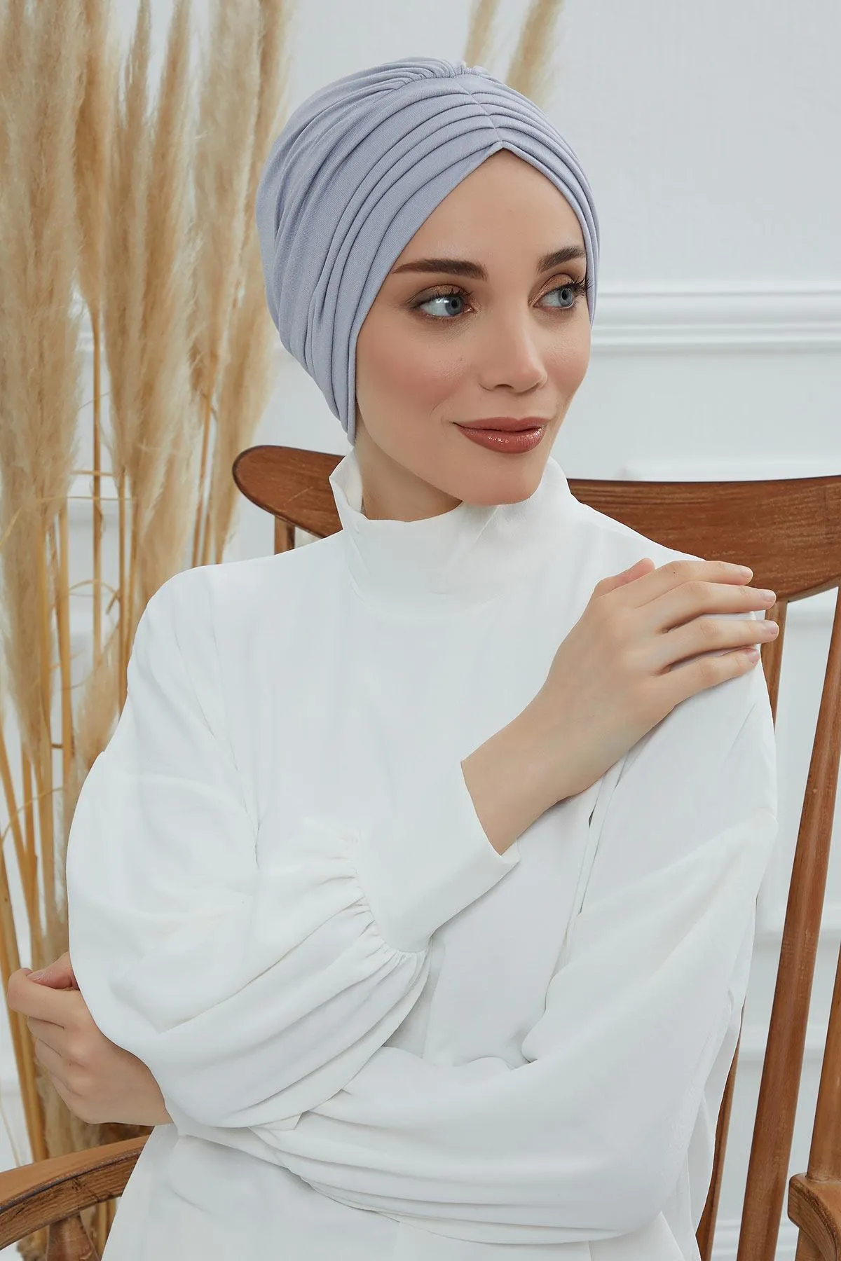 Shirred Elegance Head Turban For Women Fashion Instant Turban Shirred Head Scarf, Plain & Comfortable Stylish Bonnet Cap for Women,B-13