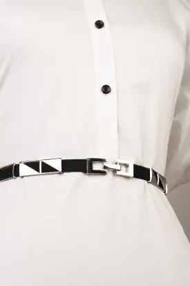 Silver Rectangle Elasticated Belt