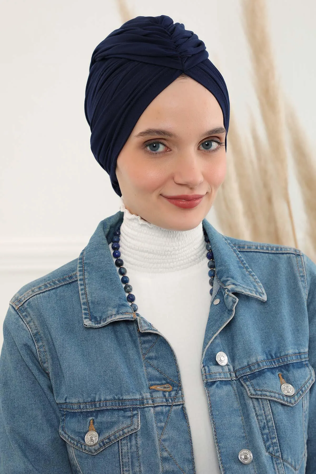 Smocked Shirred Instant Turban for Women, Cotton Lightweight Head Wrap with a Beautiful Design, Stylish Chemo Headwear Turban for Women,B-1