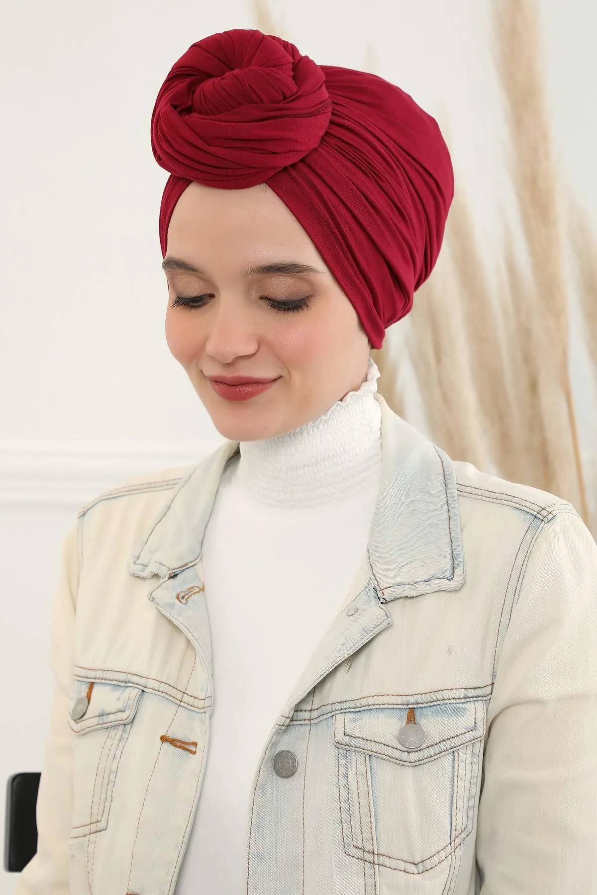 Smocked Shirred Instant Turban for Women, Cotton Lightweight Head Wrap with a Beautiful Design, Stylish Chemo Headwear Turban for Women,B-1