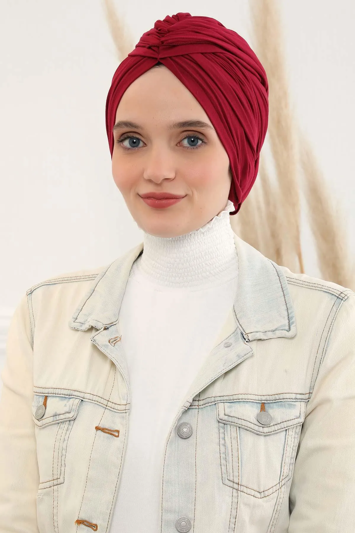 Smocked Shirred Instant Turban for Women, Cotton Lightweight Head Wrap with a Beautiful Design, Stylish Chemo Headwear Turban for Women,B-1