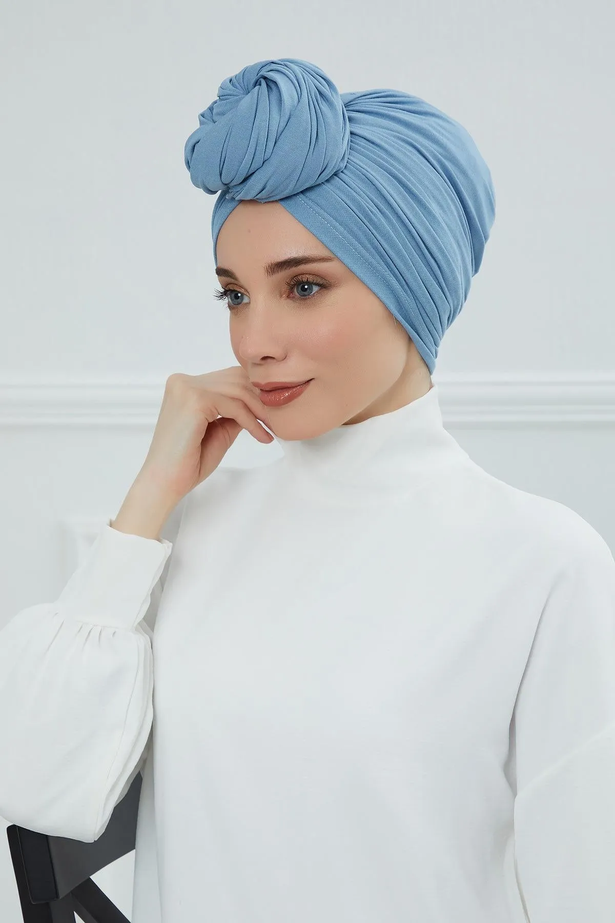 Smocked Shirred Instant Turban for Women, Cotton Lightweight Head Wrap with a Beautiful Design, Stylish Chemo Headwear Turban for Women,B-1