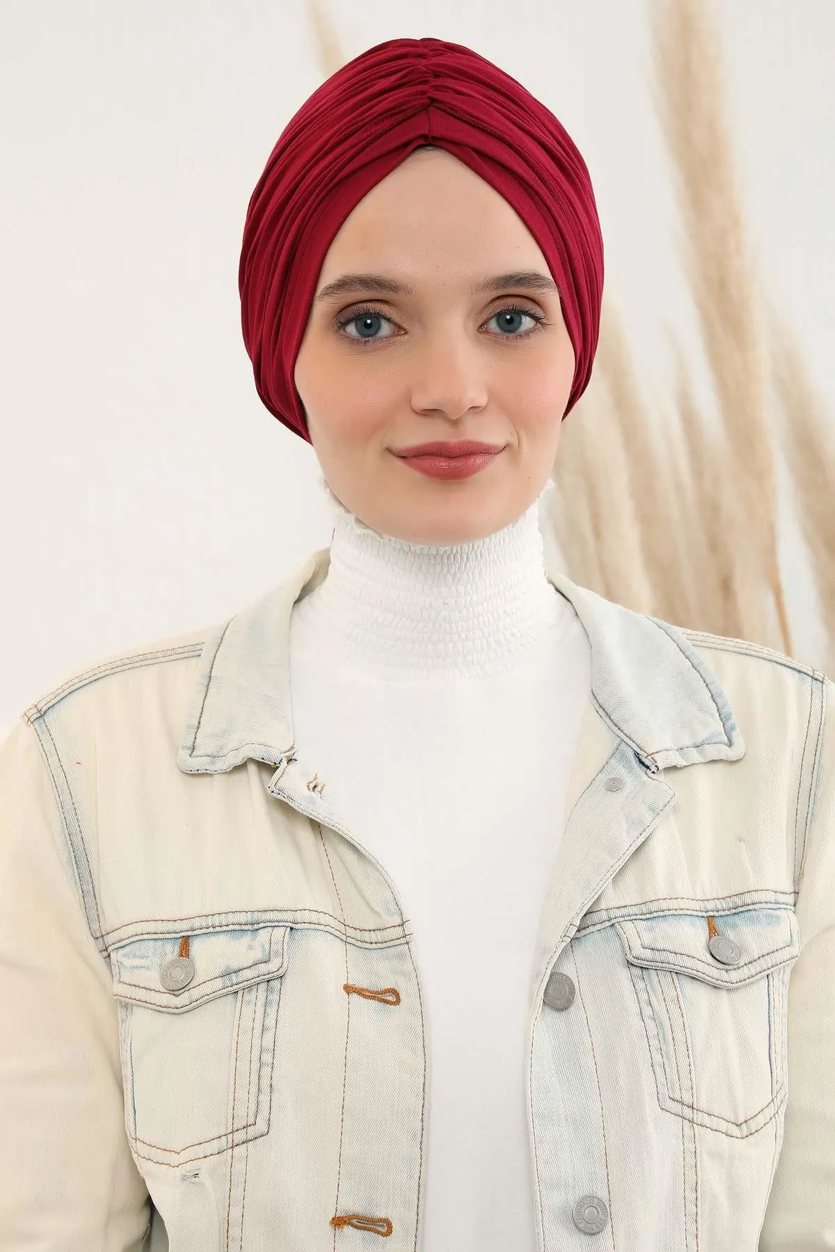 Smocked Shirred Instant Turban for Women, Cotton Lightweight Head Wrap with a Beautiful Design, Stylish Chemo Headwear Turban for Women,B-1