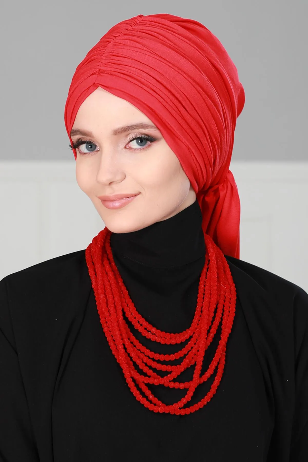 Smocked Shirred Instant Turban for Women, Cotton Lightweight Head Wrap with a Beautiful Design, Stylish Chemo Headwear Turban for Women,B-1