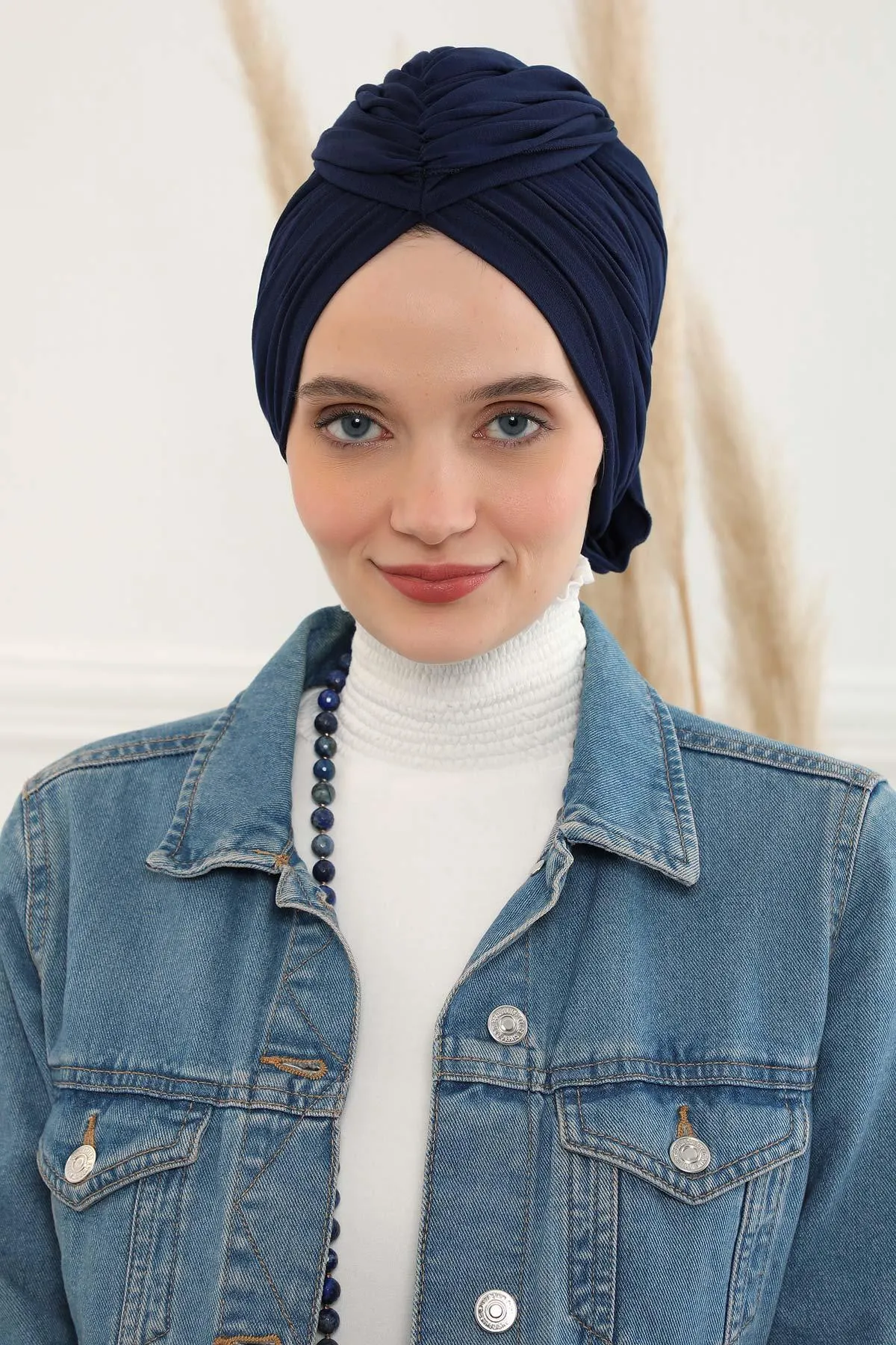 Smocked Shirred Instant Turban for Women, Cotton Lightweight Head Wrap with a Beautiful Design, Stylish Chemo Headwear Turban for Women,B-1