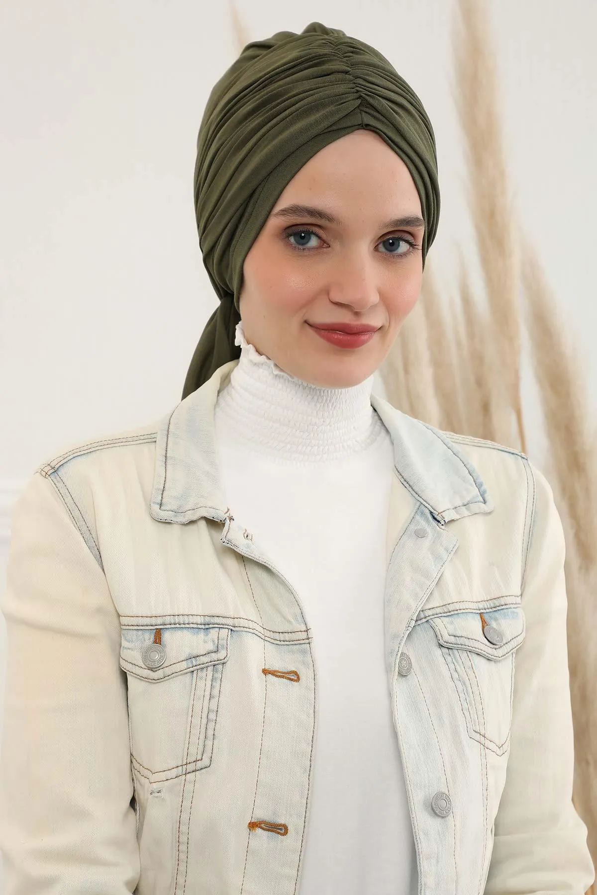 Smocked Shirred Instant Turban for Women, Cotton Lightweight Head Wrap with a Beautiful Design, Stylish Chemo Headwear Turban for Women,B-1