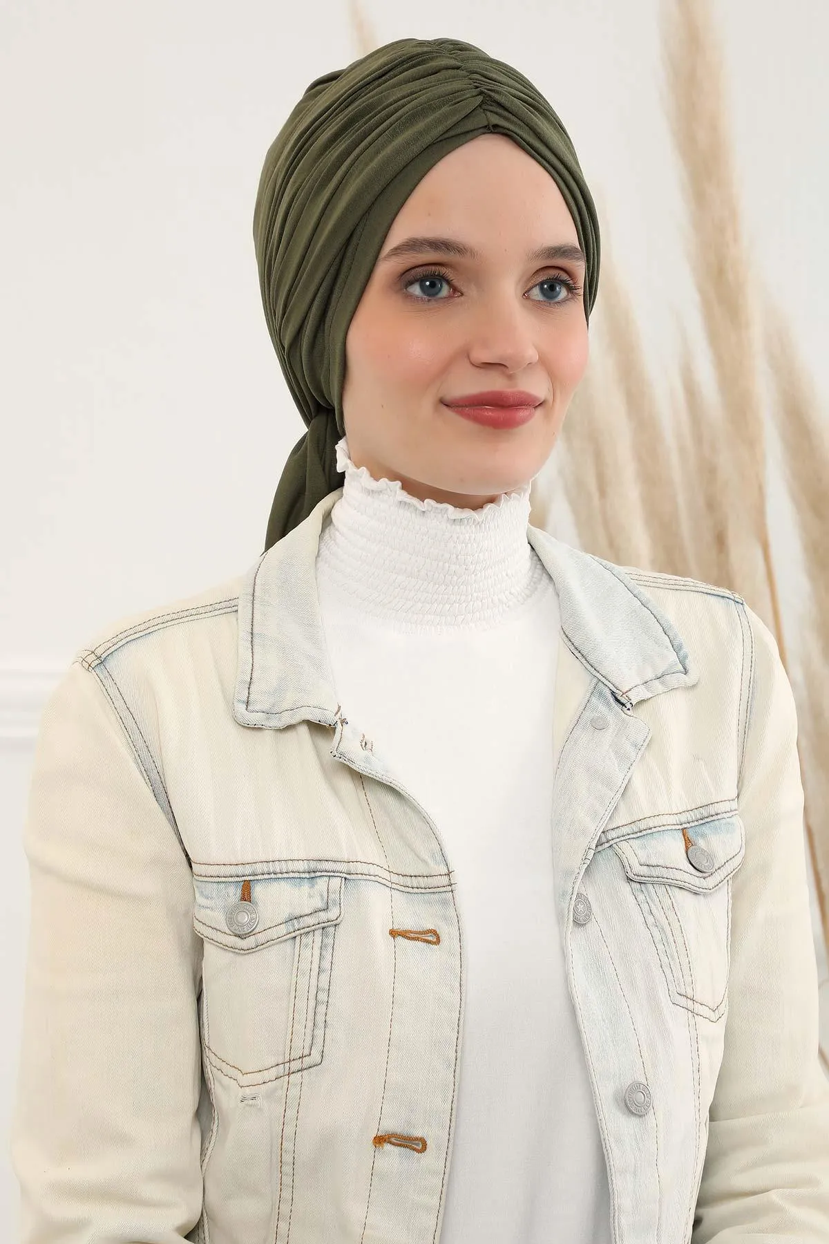 Smocked Shirred Instant Turban for Women, Cotton Lightweight Head Wrap with a Beautiful Design, Stylish Chemo Headwear Turban for Women,B-1