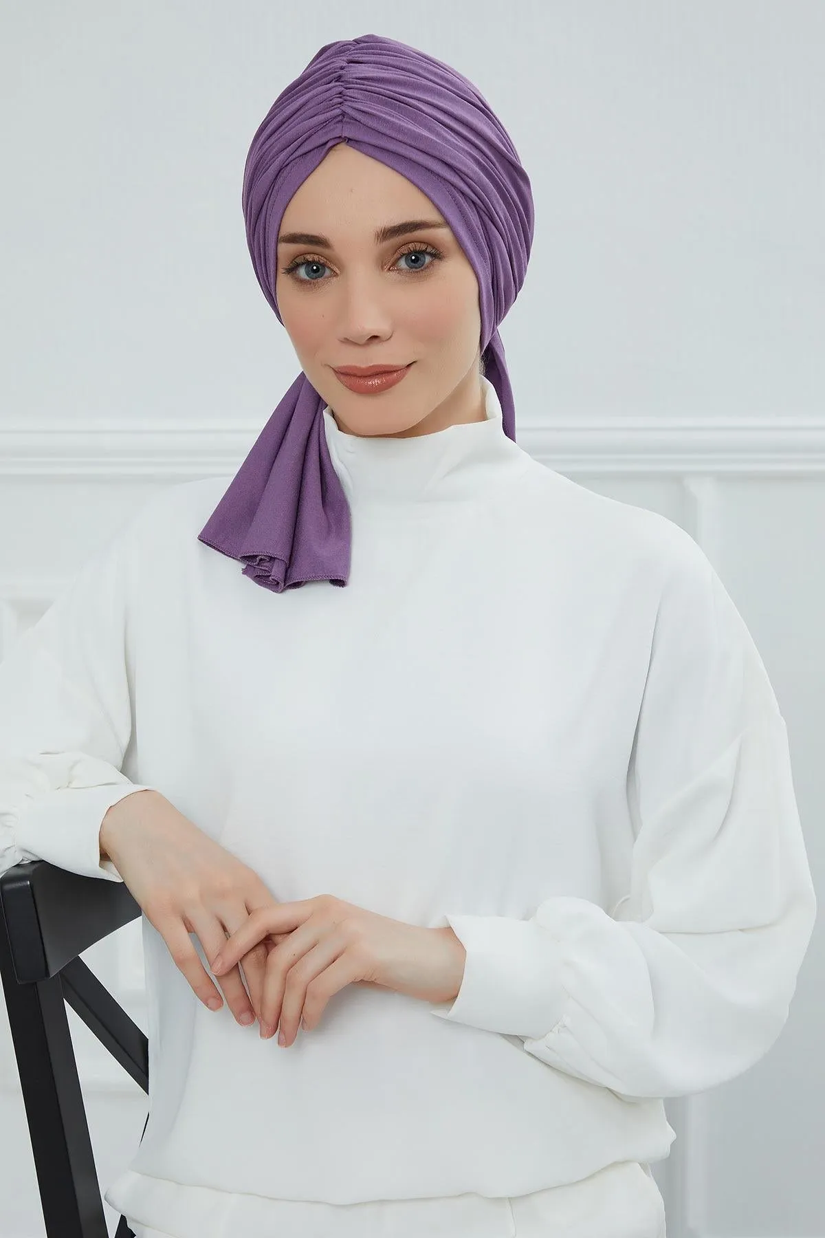 Smocked Shirred Instant Turban for Women, Cotton Lightweight Head Wrap with a Beautiful Design, Stylish Chemo Headwear Turban for Women,B-1